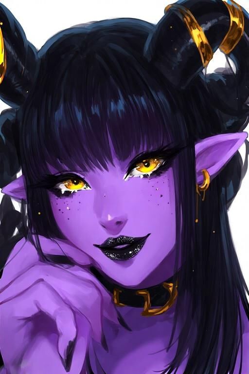 AI Purple Demon Girls Portraits
