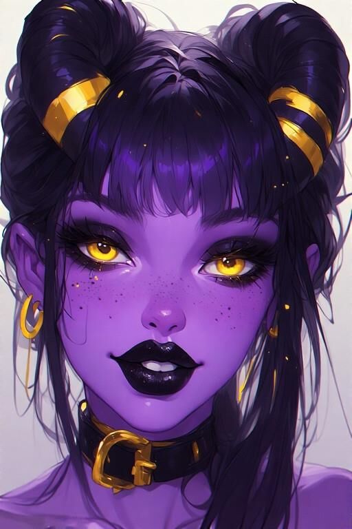 AI Purple Demon Girls Portraits
