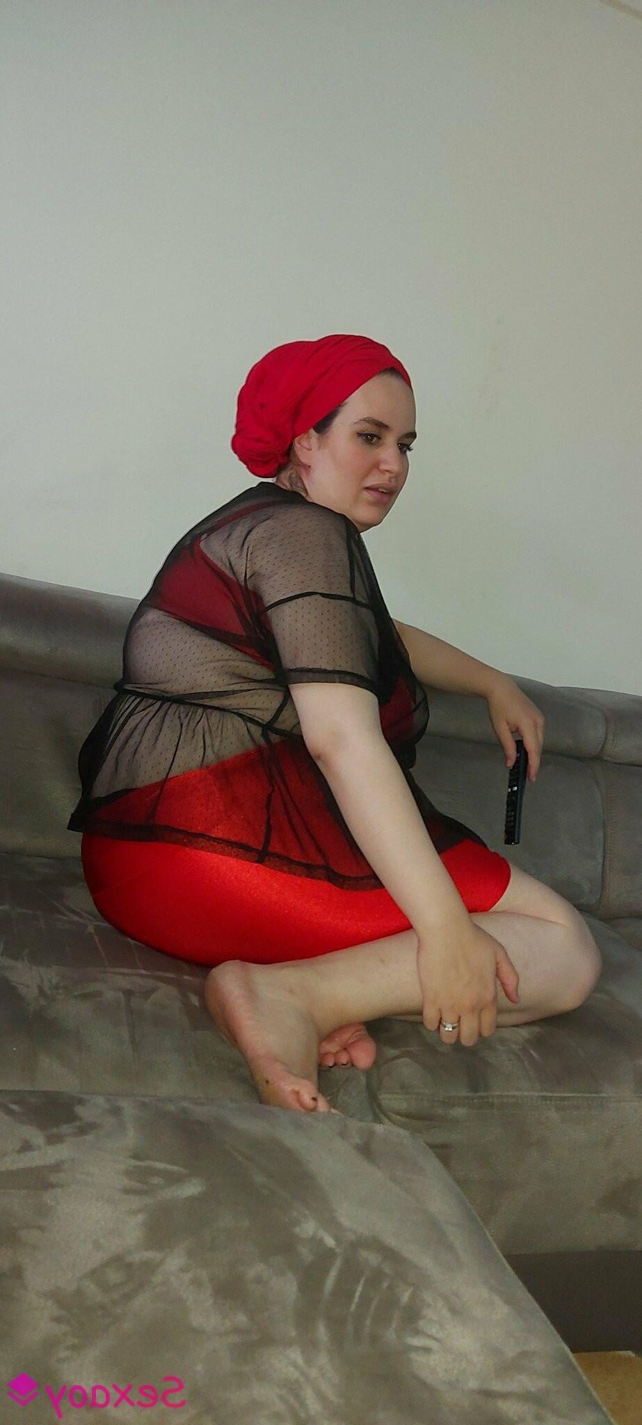 My wife very sexy in shorty red