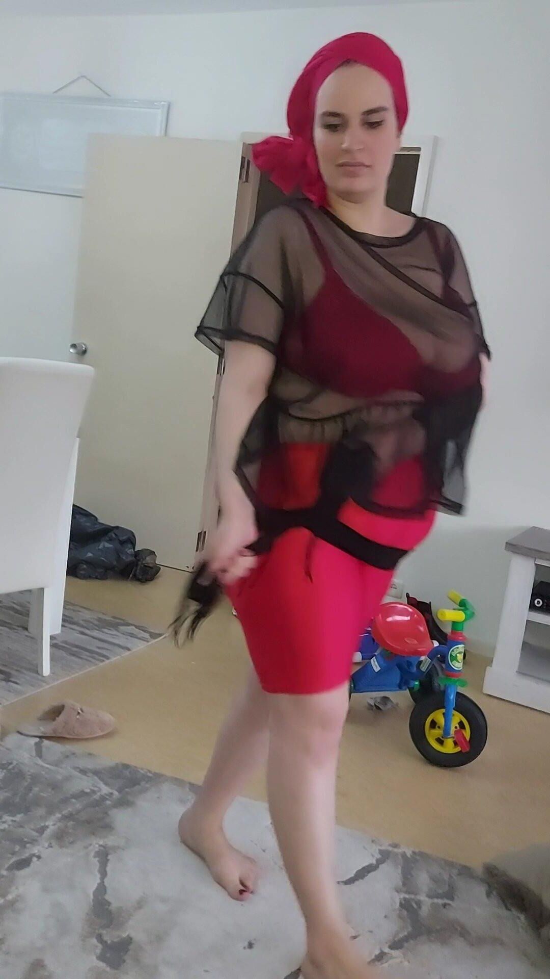 My wife very sexy in shorty red