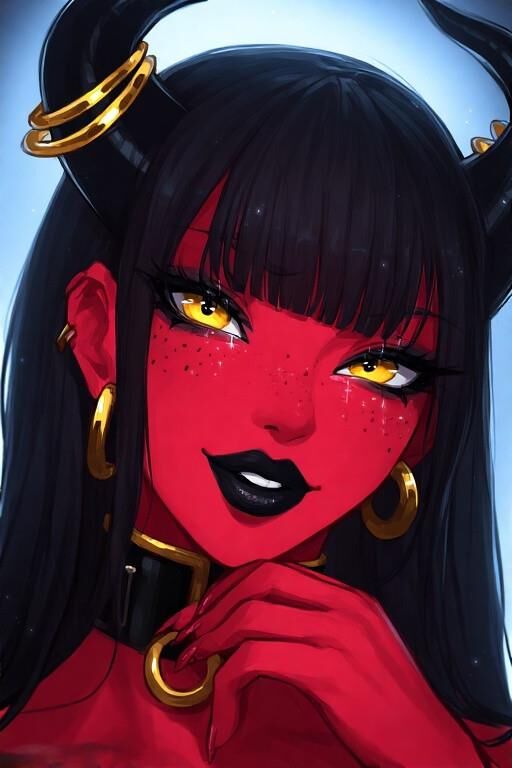 AI Red Demon Girls Portrait