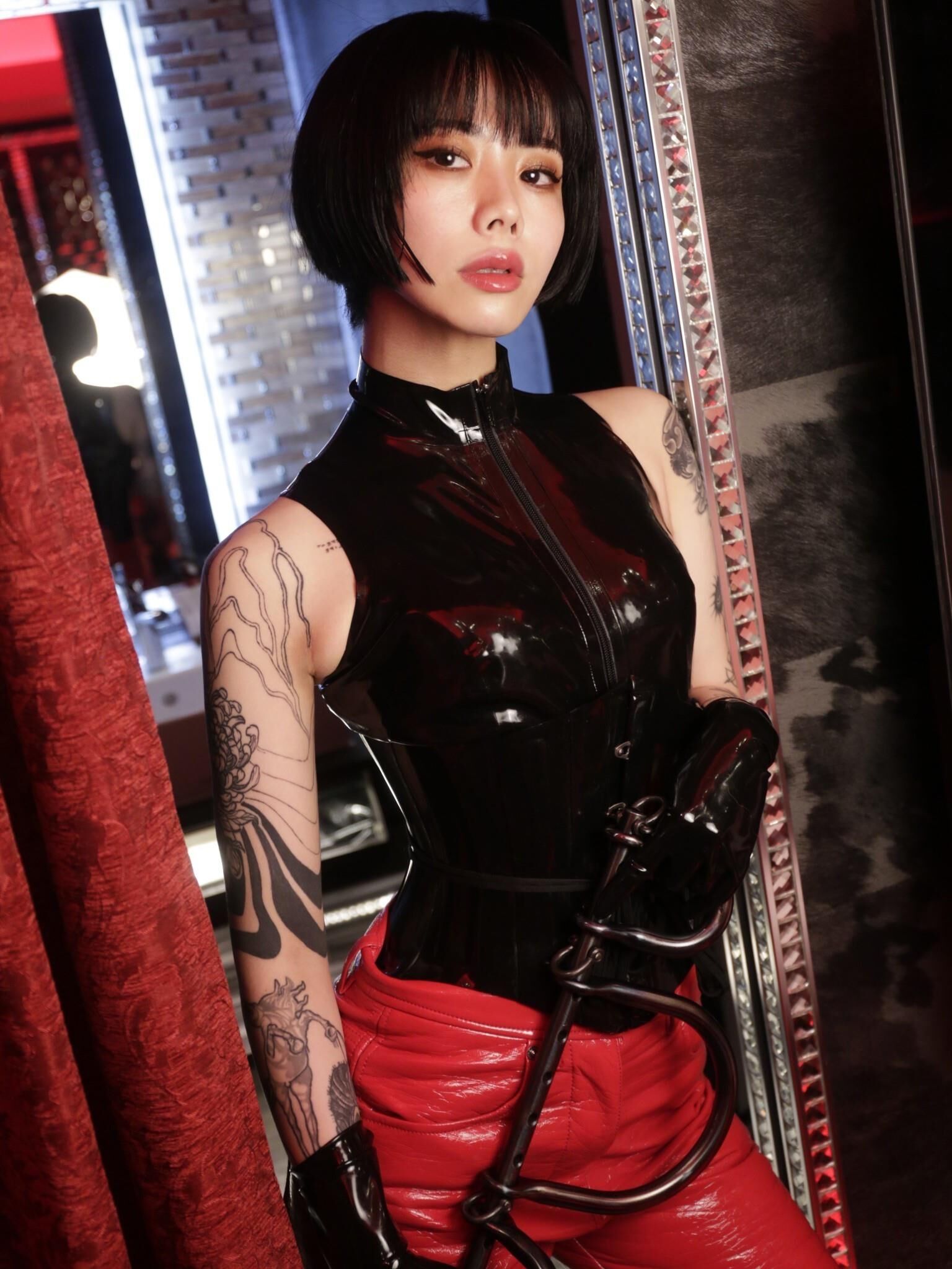Asiatique, manque, nylons