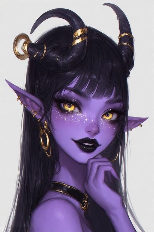 AI Purple Demon Girls Portraits