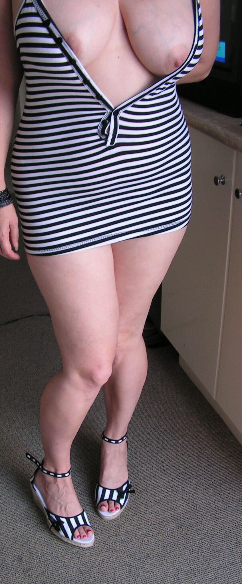 Tits in tops, escaping.