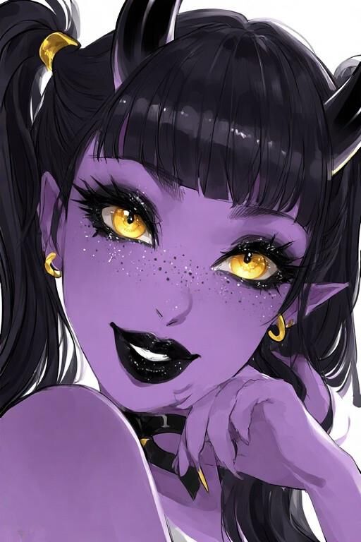 AI Purple Demon Girls Portraits