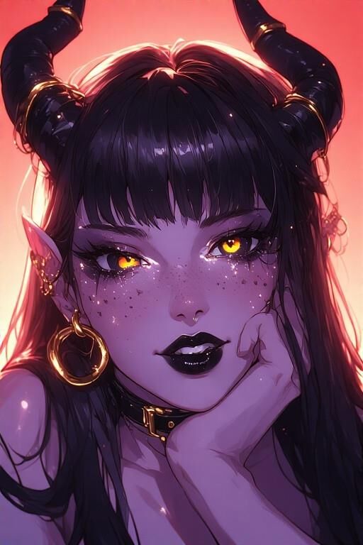 AI Purple Demon Girls Portraits