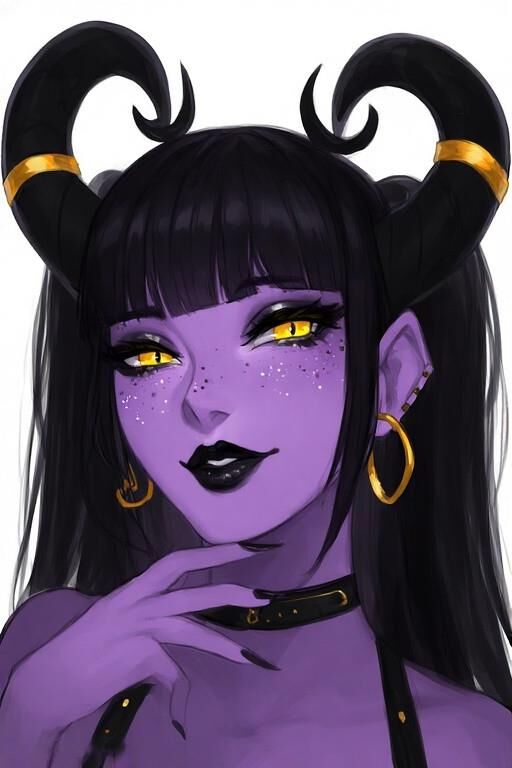 AI Purple Demon Girls Portraits