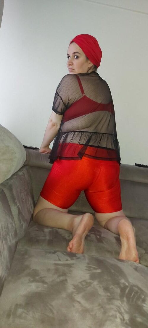 My wife very sexy in shorty red