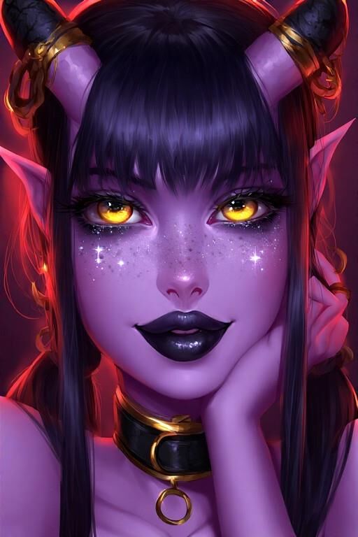 AI Purple Demon Girls Portraits