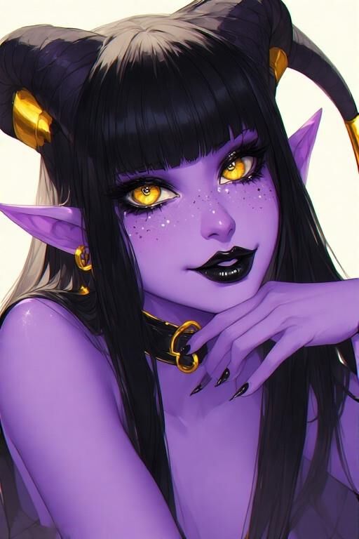 AI Purple Demon Girls Portraits