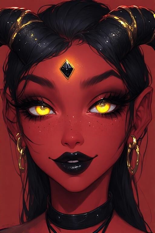 AI Red Demon Girls Portrait