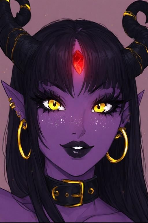 AI Purple Demon Girls Portraits