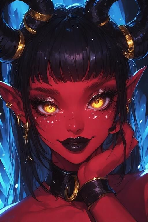 AI Red Demon Girls Portrait