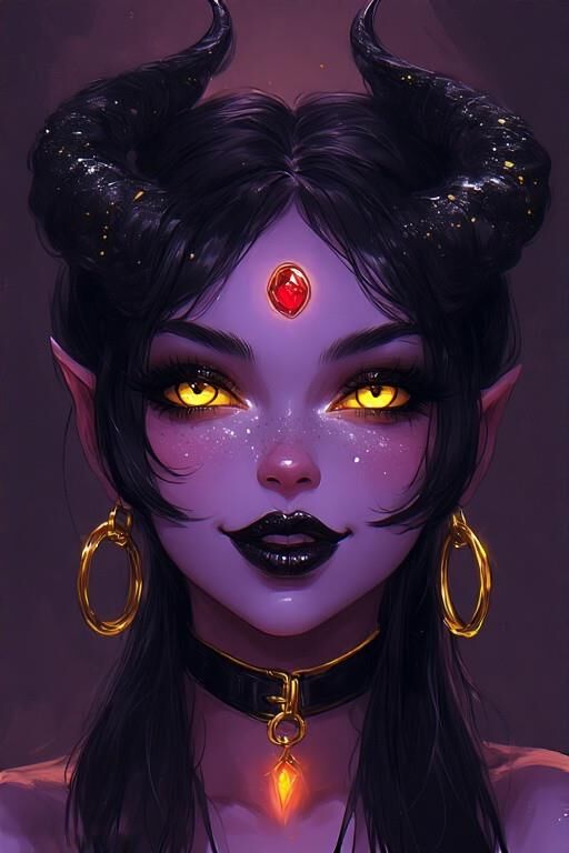 AI Purple Demon Girls Portraits