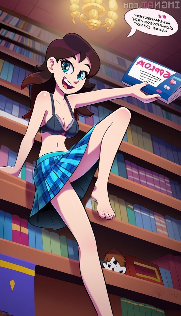 Sexy nn Ai Brown Hair dans la bibliothèque