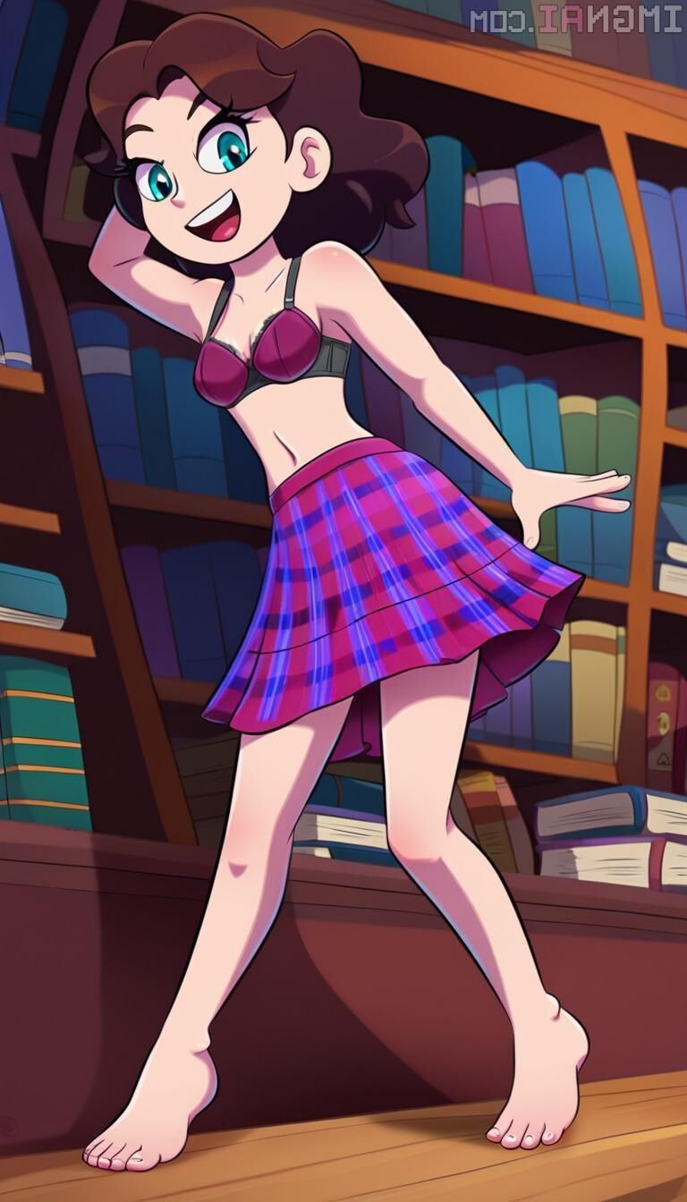 Sexy nn Ai Brown Hair dans la bibliothèque