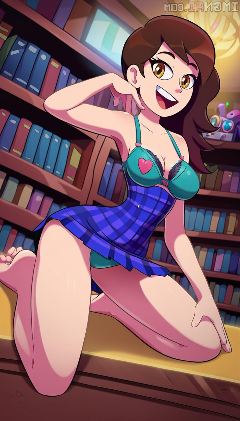 Sexy nn Ai Brown Hair dans la bibliothèque
