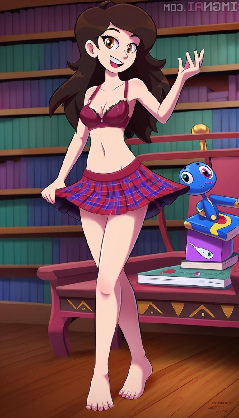Sexy nn Ai Brown Hair dans la bibliothèque