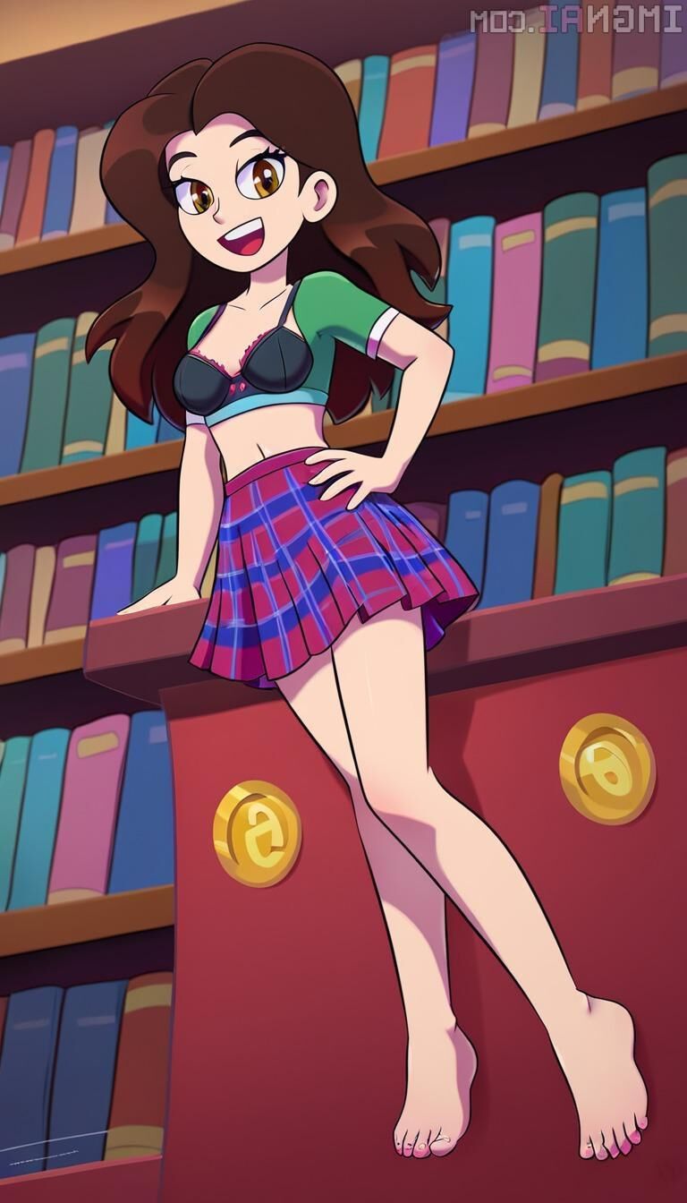 Sexy nn Ai Brown Hair dans la bibliothèque