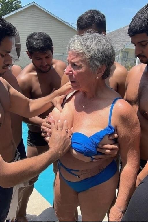Mature Woman Felt Up at the Pool