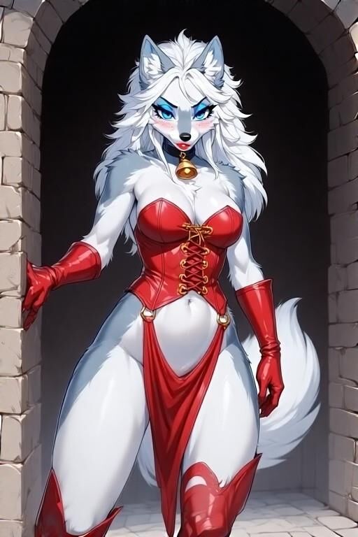 Ai furry женский доминатор Wolf Wolf с красной кожей