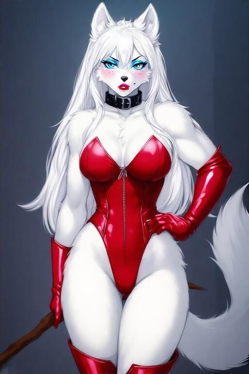 Ai furry женский доминатор Wolf Wolf с красной кожей