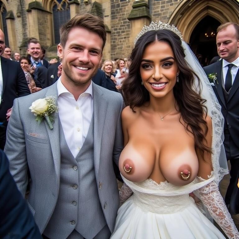 Smiling Brides with Pierced Nipples 