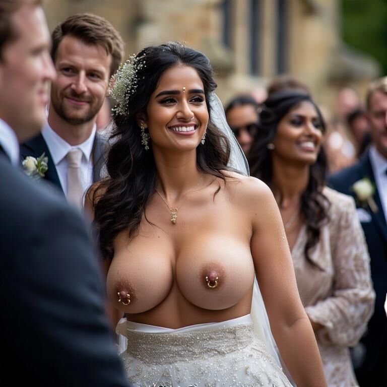Smiling Brides with Pierced Nipples 