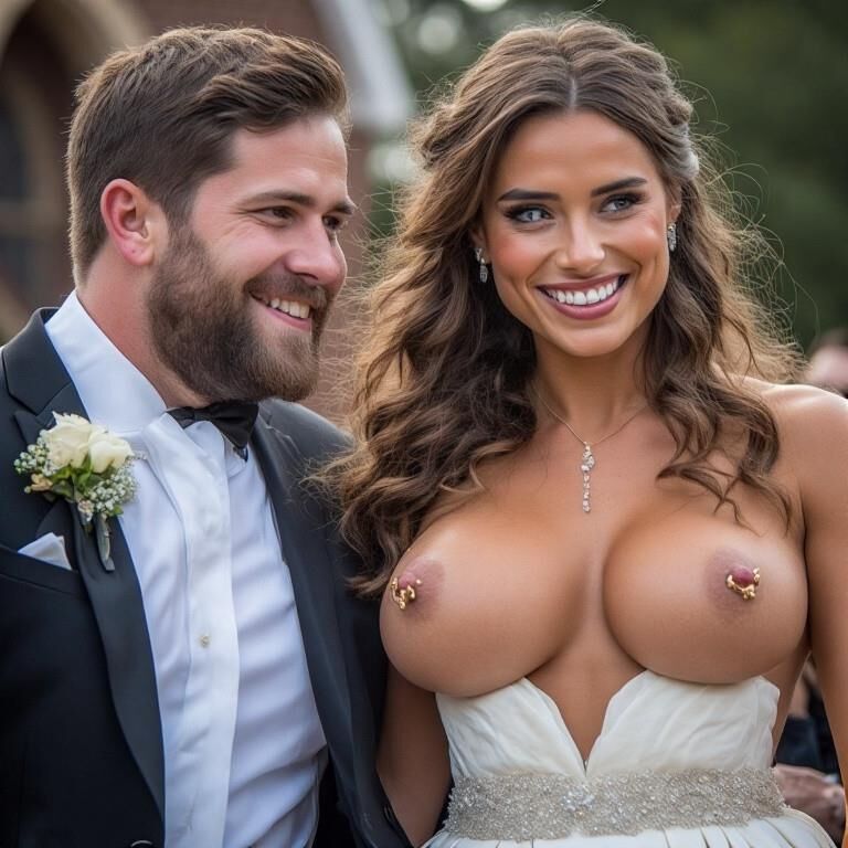 Smiling Brides with Pierced Nipples 