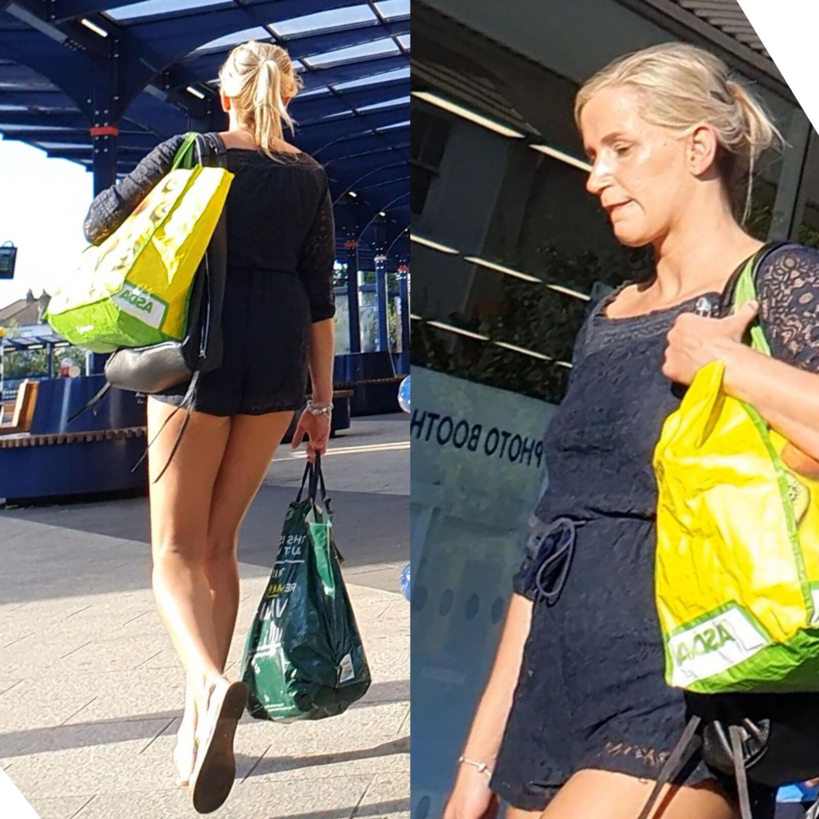 [CANDID] Blonde Milf exibe pernas longas