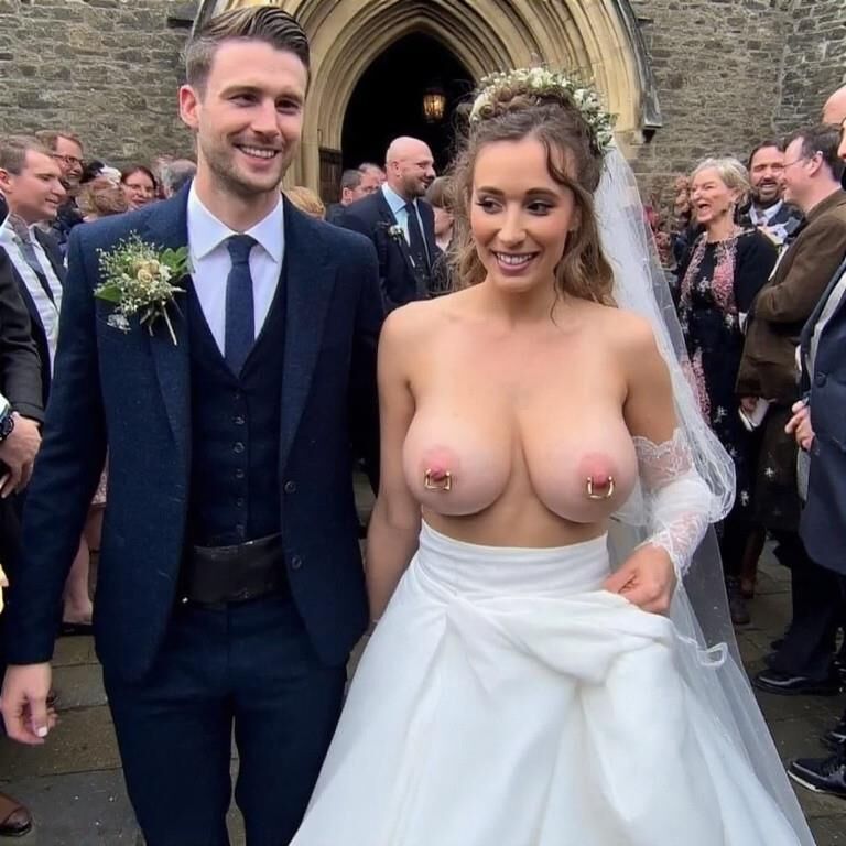 Smiling Brides with Pierced Nipples 