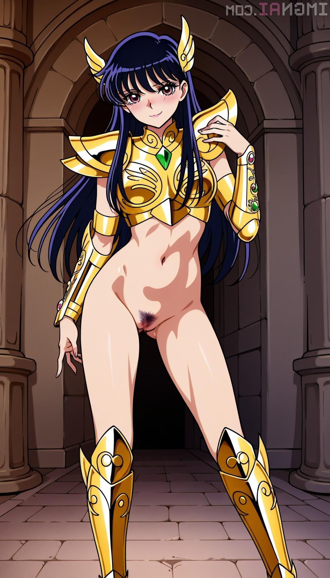 AI Sensual Golden Armor