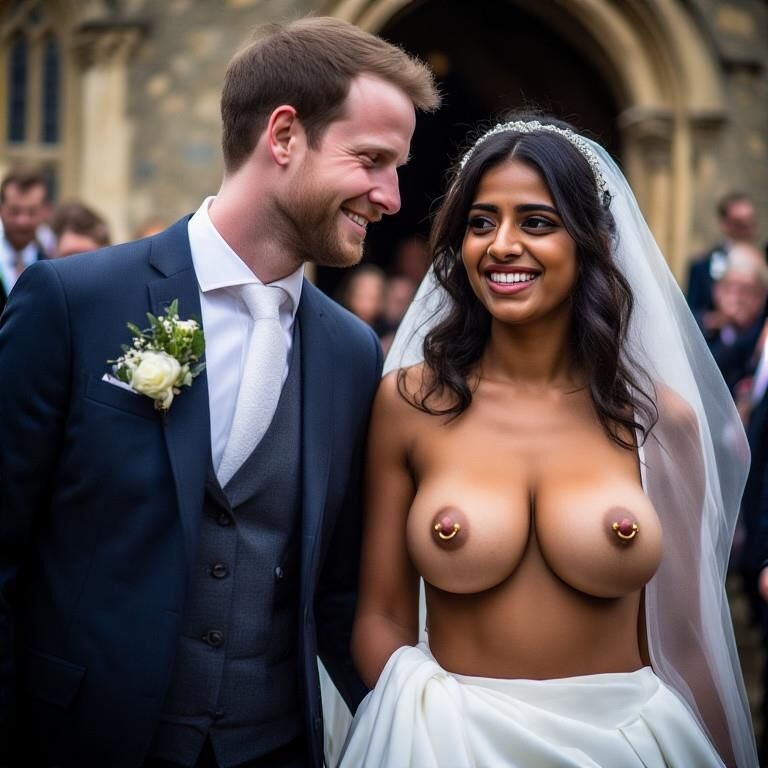 Smiling Brides with Pierced Nipples 