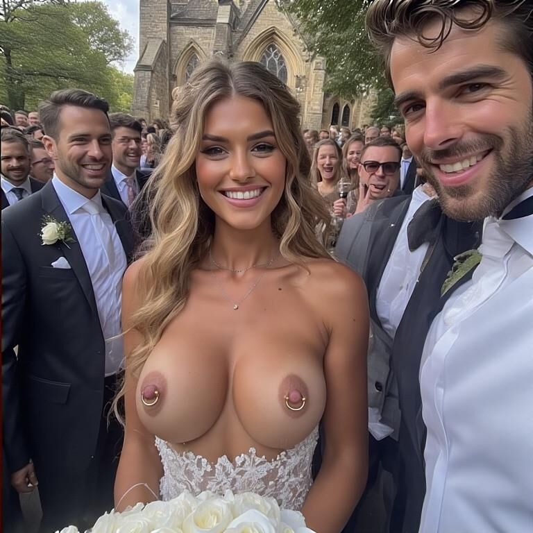 Smiling Brides with Pierced Nipples 