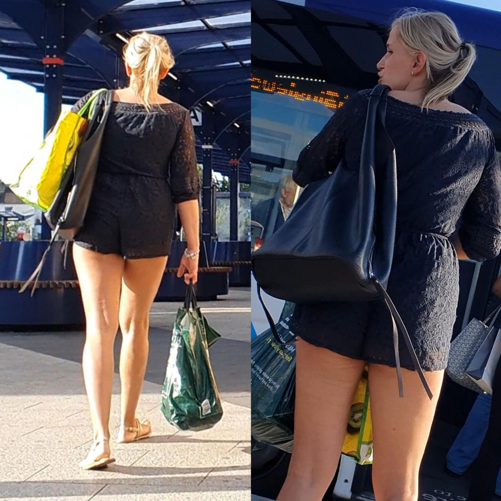 [CANDID] Blonde Milf exibe pernas longas