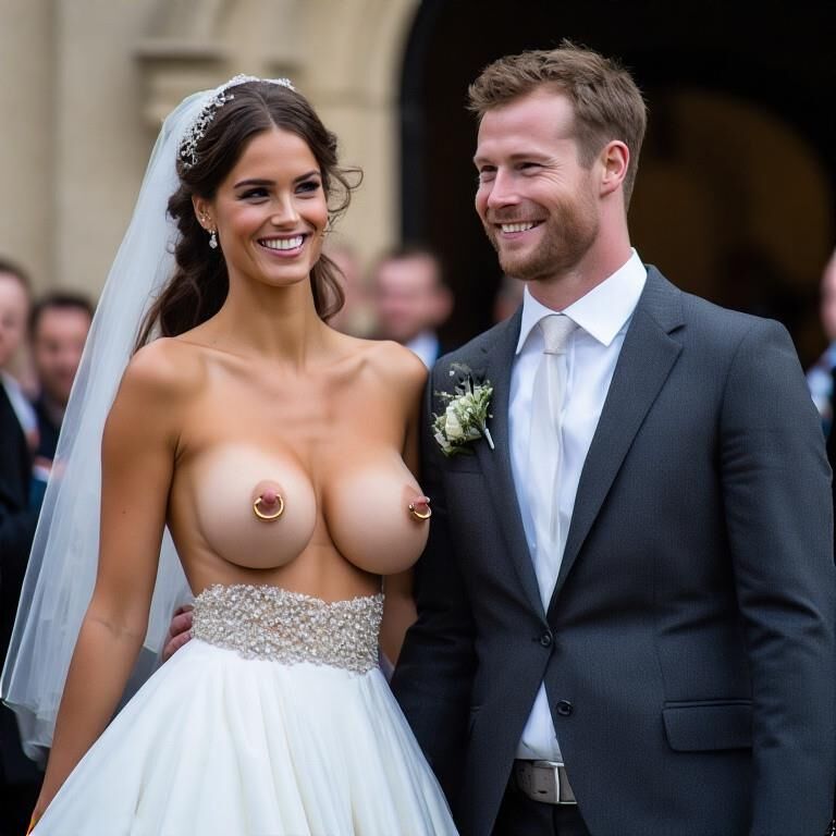 Smiling Brides with Pierced Nipples 