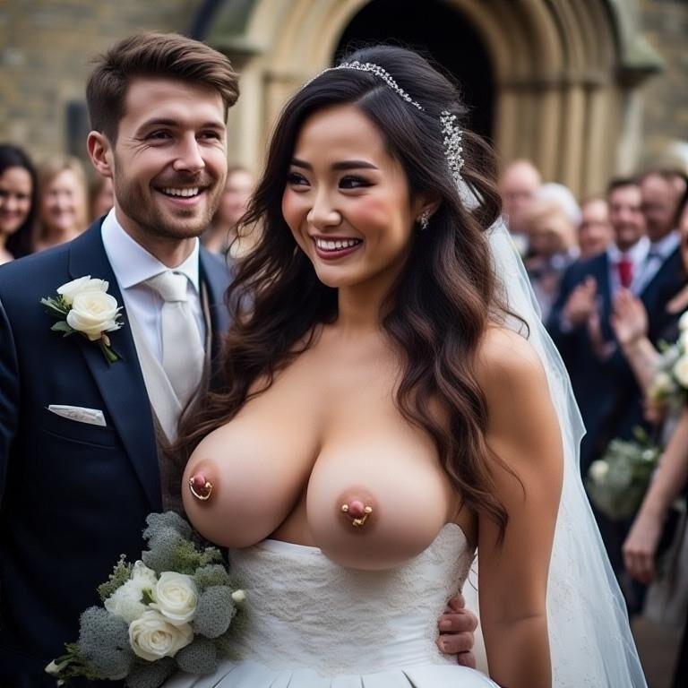 Smiling Brides with Pierced Nipples 