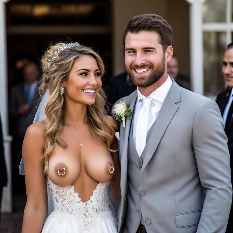 Smiling Brides with Pierced Nipples 