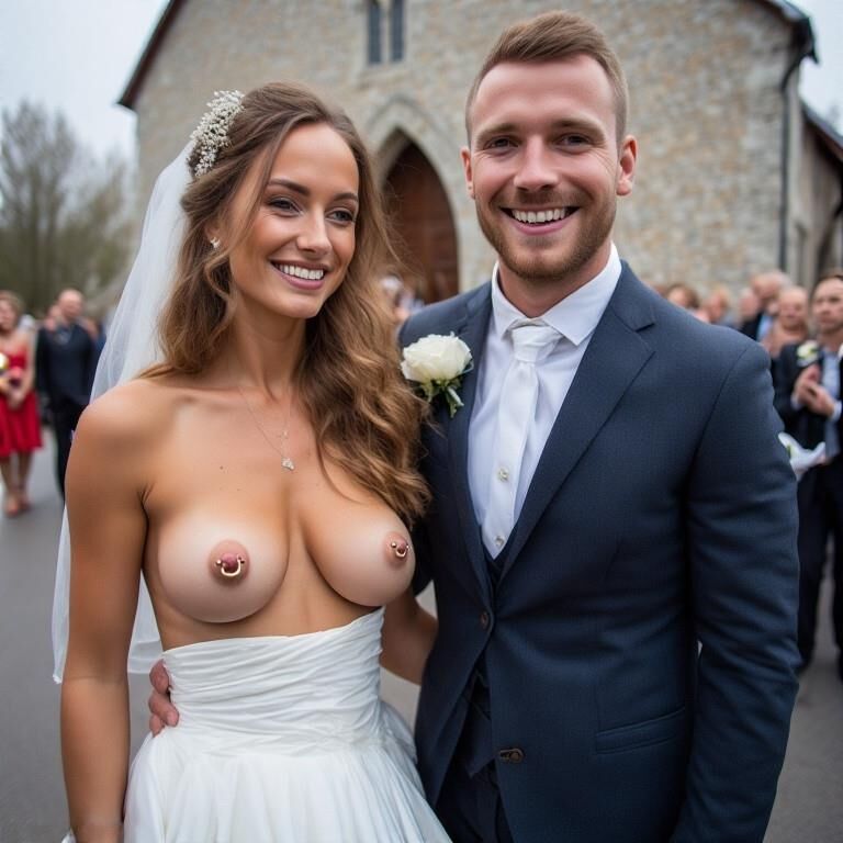 Smiling Brides with Pierced Nipples 