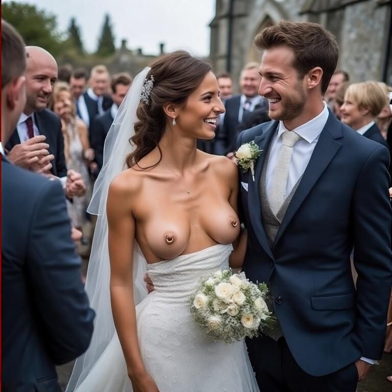 Smiling Brides with Pierced Nipples 