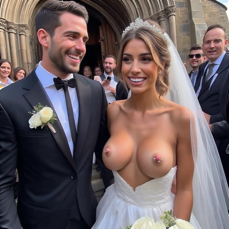 Smiling Brides with Pierced Nipples 