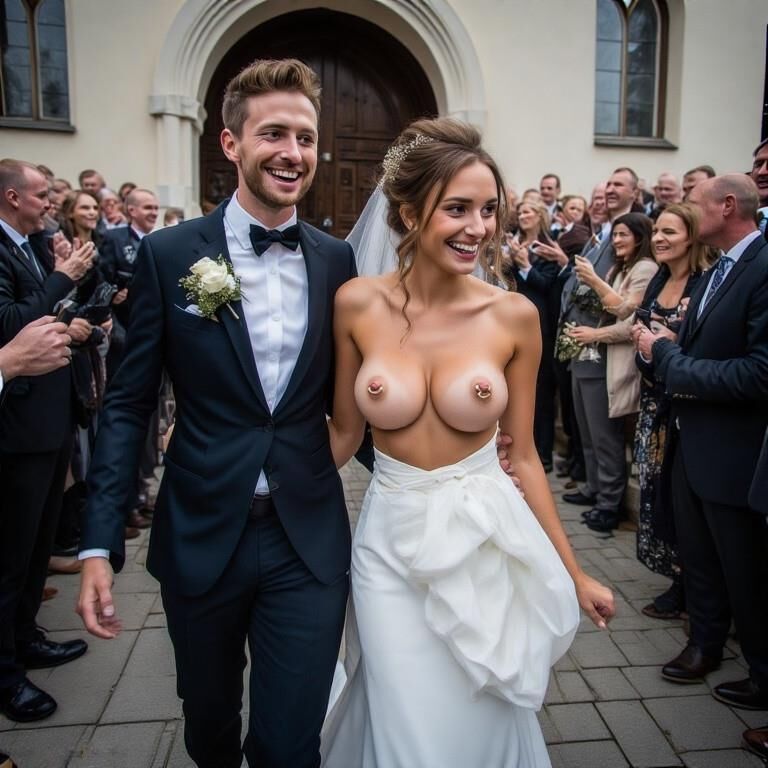 Smiling Brides with Pierced Nipples 