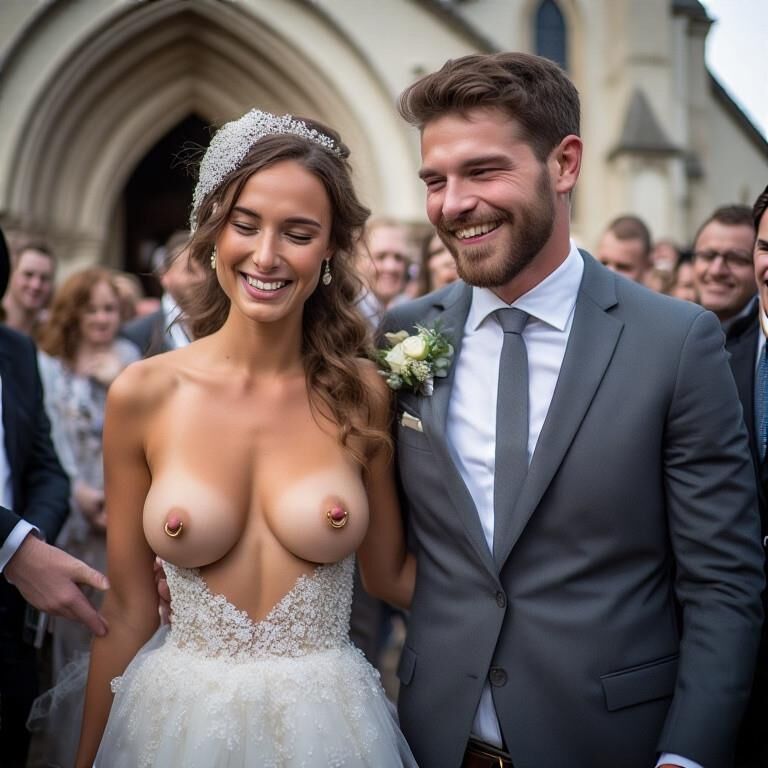 Smiling Brides with Pierced Nipples 