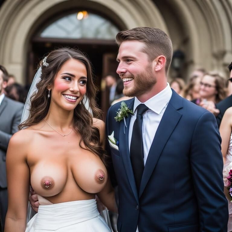 Smiling Brides with Pierced Nipples 