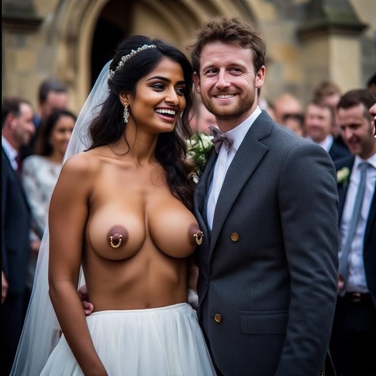 Smiling Brides with Pierced Nipples 