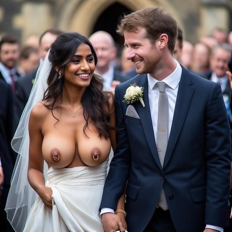 Smiling Brides with Pierced Nipples 