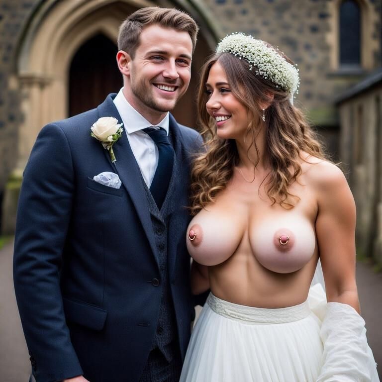 Smiling Brides with Pierced Nipples 