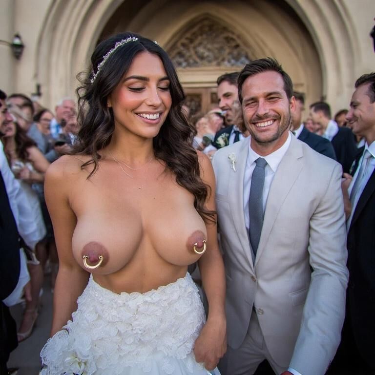 Smiling Brides with Pierced Nipples 