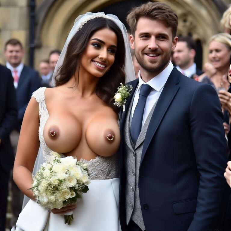 Smiling Brides with Pierced Nipples 