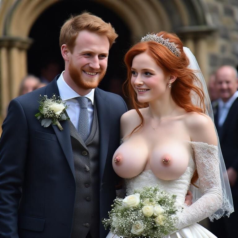 Smiling Brides with Pierced Nipples 
